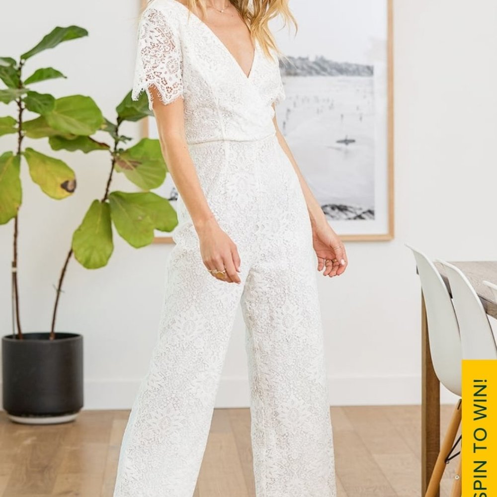 Lulu's White Lace Jumpsuit